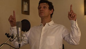 Marc Lavoine enregistrant la voix du père