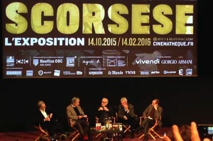 Serge Toubiana, Caosta-Gavras, Martin Scorsese, son interprète et le directeur de la Deutsche Kinemathek de Berlin